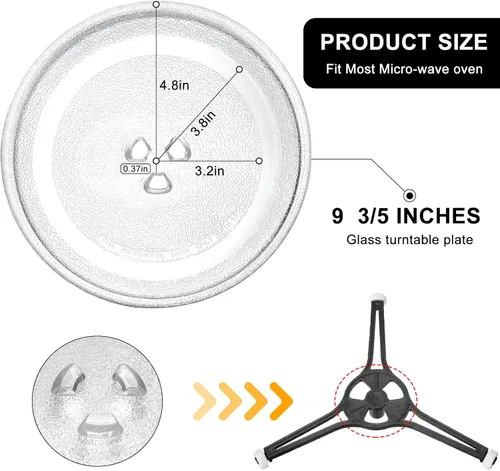 Vista 4 de Placa giratoria pequeña de vidrio para microondas de 9.6 pulgadas / 9.6 in, placa giratoria de vidrio para microondas pequeñas - BY AMI PARTS