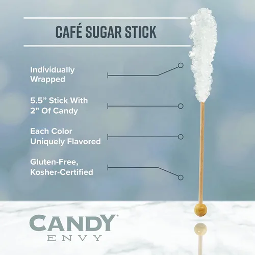 Vista 7 de Candy Envy - 18 ct Citrus Cafe Sugar Sticks Rock Candy - Envuelto indiv. - Limón, Lima, Naranja