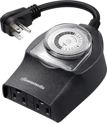 Vista 8 de DEWENWILS Temporizador Digital para Exteriores para Luces, Temporizador Programable Enchufable de 7 Días con 3 Tomas con Conexión a Tierra