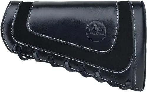 Vista 9 de Culata de cuero completo para pistola de caza, bolsas de soporte de munición para rifles, ajuste universal