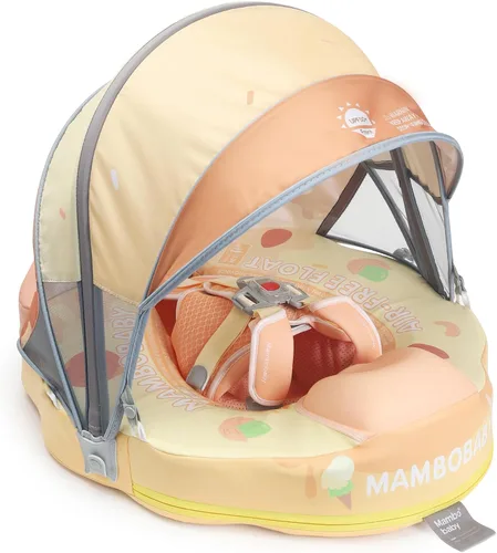 Vista 19 de Mambobaby Float Add Tail Flotador de natación para bebé/bebé con toldo, no inflable, sólido, mejorado, suave, impermeable, material de cuero