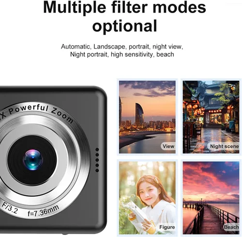 Vista 3 de Cámara Digital 4K Cámara de Vlogging para Fotografía Cámaras Compactas de Bolsillo Cámaras Digitales Vintage de Viaje Vlog con Zoom Digital 16x