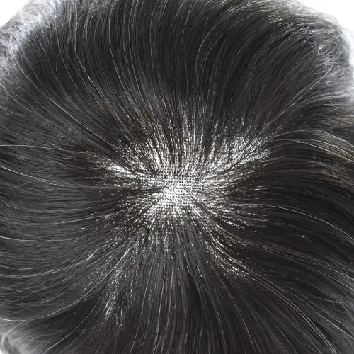 Vista 5 de Toupee - Piezas de cabello para hombres, encaje suizo suave, cabello humano real, cabello natural, línea capilar para hombre, sistema