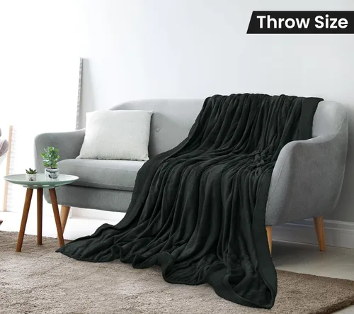 Vista 2 de Utopia Bedding Manta Sherpa Tamaño Throw (Negro, 50x60 Pulgadas) - Manta Reversible de Vellón Suave y Ligera para Cama, Sofá, Sillón, Camping