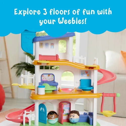 Vista 2 de Playskool Weebles My Smart House - Juguete preescolar Weeble Wobble para niños pequeños, altavoz inteligente con sonidos + canciones, 3 pisos
