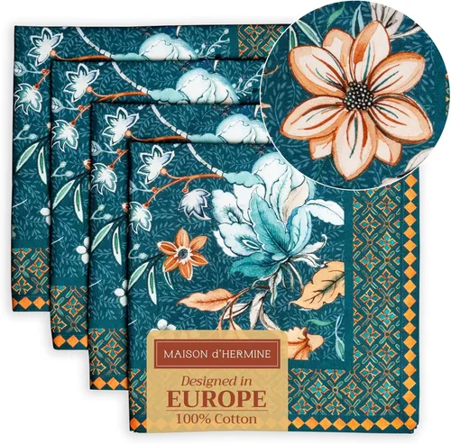 Vista 141 de Maison d' Hermine Juego de 4 servilletas de tela 100% algodón, suaves y duraderas, servilletas cuadradas reutilizables para uso diario, lavables