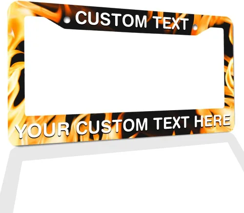Vista 20 de Marcos de Matrícula con Cualquier Texto - Marco de Placa con Tu Mensaje Personalizado, Marco de Matrícula Personalizado con Nombre, Monograma, Logo
