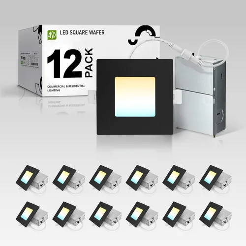 Vista 12 de ASD Iluminación empotrable cuadrada LED ultrafina de 3 pulgadas, bronce aceitado con 5 temperaturas de color, regulable, clasificación IC, brillo