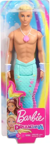 Vista 6 de Barbie Dreamtopia - Muñeca Merman, aproximadamente 12 pulgadas con cola de arcoíris azul y pelo rubio, para niños de 3 a 7 años