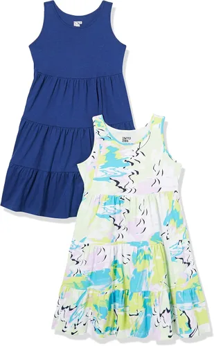 Tienda Essentials - Vestidos de punto sin mangas, escalonados, para niñas (anteriormente Spotted Zebra), paquete de 2