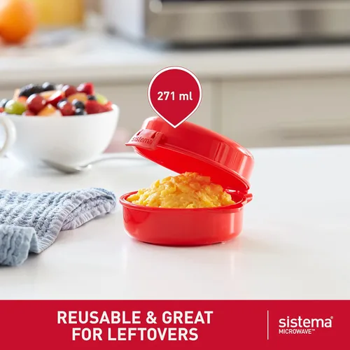 Vista 5 de Sistema 1117 Utensilio de cocina para cocinar huevos de manera fácil en el microondas, color rojo