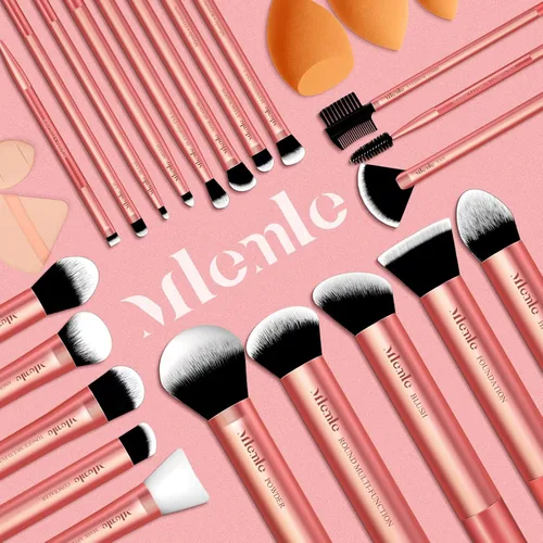 Vista 7 de Mlemle - Juego de brochas de maquillaje profesional de 26 piezas, incluye corrector de rubor, base, sombras de ojos, 21 brochas de maquillaje y 2
