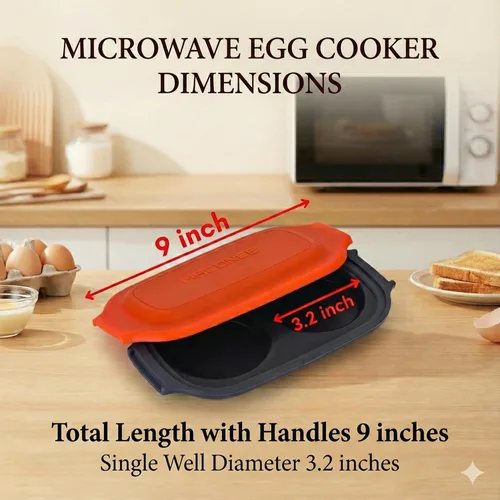 Vista 7 de MACONEE Freidora de huevos para microondas Cocina y escalfadora para sándwiches de desayuno Máquina para 2 huevos Apto para lavavajillas y sin