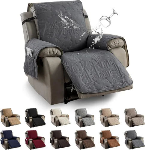 Vista 12 de Funda reclinable 100% impermeable para sofá biplaza, 4 piezas divididas para sofá reclinable de 2 asientos, funda de sofá reclinable antideslizante