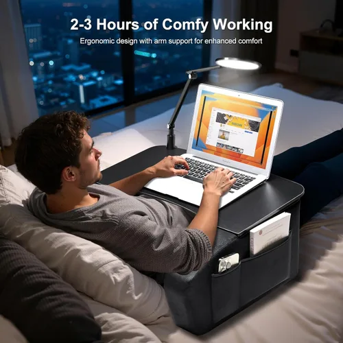 Vista 2 de Escritorio de regazo para adultos con reposabrazos, soporte ergonómico de almohada para computadora portátil para cama, sofá, suelo, mesa grande