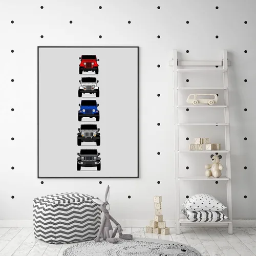 Vista 6 de Custom Car Posters Póster hecho a mano compatible con Jeep Wrangler Generations e impresión de CJ, YJ, TJ, JK, JL, estadounidense, 8 x 10 pulgadas
