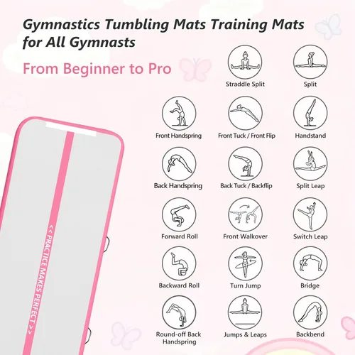 Vista 5 de VOFiTNY Colchoneta de gimnasia multiusos de 6.6/10/13/16/20 pies, resistente e inflable, para el hogar y el gimnasio