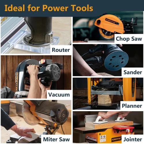 Vista 8 de Powertec Interruptor de seguridad para herramientas eléctricas de doble salida - Interruptor de paleta de 120V 15A con cerradura de llave