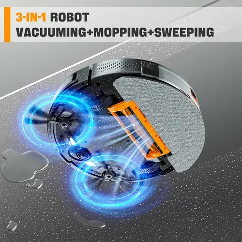 Vista 2 de XIEBro Robot Vacuum and Mop Combo,3 in 1 Mopping Robotic Vacuum with Schedule,App/Bluetooth/Alexa,1600Pa Max Suction,Self-Charging Robot Vacuum