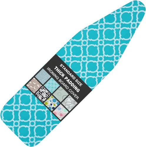 Vista 11 de Funda para tabla de planchar y almohadilla de tamaño estándar de 15 x 54 pulgadas, 3 pares de correas de cierre de velcro, bordes elásticos