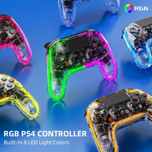Vista 2 de Honghao Controllers For PS4 With Hall TriggersProgramming8 RGB LED Lights, Wireless Remote Dual P4 Shock Joystick Gamepad Accessories, Customized