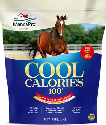 Manna Pro Cool Calories 100 – Suplemento de grasa seca alto en calorías para caballos – Apoya el aumento de peso saludable, condición corporal y