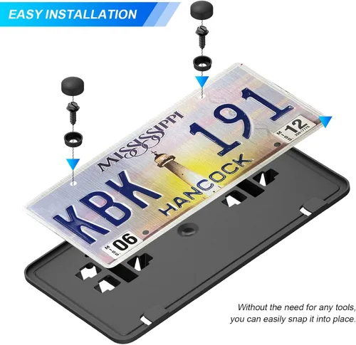 Vista 5 de Reemplazo para Ford F150 2018 2019 2020 Soporte de marco de matrícula frontal, 2.7L 3.0L 3.5L Soporte de placa de parachoques de camión JL3Z17A385BA