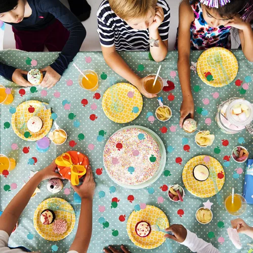 Vista 7 de Confeti colorido de manzana de frutas, cumpleaños, decoración de mesa de manzana con temática de frutas, 100