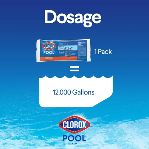 Vista 5 de Clorox® Pool&Spa™ Shock XTRABLUE® Plus, mata bacterias y algas en piscinas, listo para nadar en 15 minutos, (paquete de 6)