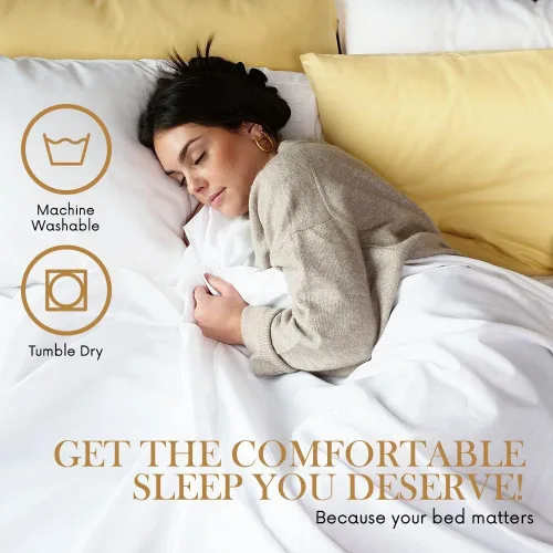 Vista 5 de Juego de sábanas y fundas de almohada de 1500 hilos de calidad de hotel de lujo, sábanas y fundas de almohada, ultra suaves, transpirables