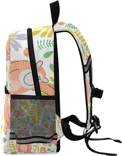 Vista 2 de beeplus Mochila de hipocampo azul para preescolar con correa de seguridad, correa para el pecho, bolsa escolar para niños y niñas, blanco3, Mochilas