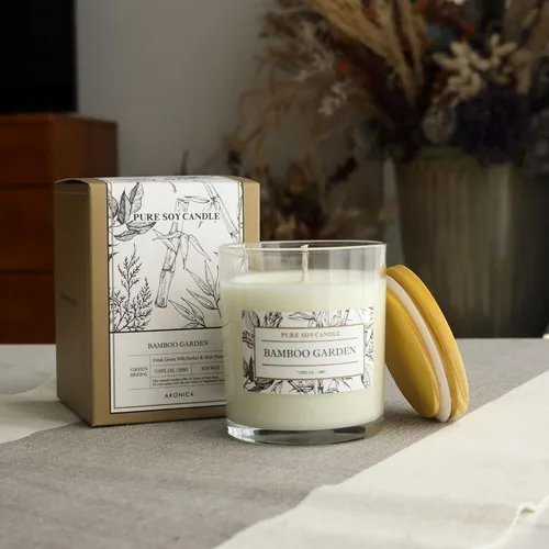 Vista 3 de Aronica Regalos de Anfitriona de Alta Gama para Mujer, Vela de Bambú y Jazmín, Velas de Soja para el Hogar Perfumado, Velas Naturales de Verano