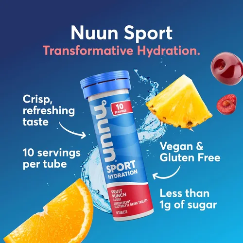 Vista 13 de Nuun Sport - Tabletas de electrolitos para una hidratación proactiva, ponche de frutas, paquete de 8 (80 porciones)