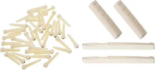 Pasadores de puente de guitarra acústica, clavijas de cuerda y tuerca de guitarra de hueso preranurada de 6 cuerdas compatibles con guitarra estilo