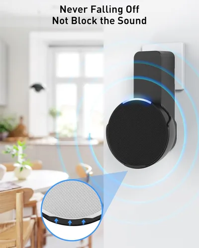 Vista 3 de Maxonar Soporte de pared Pop para altavoz, no necesita tornillos ni taladro, almacenamiento oculto compatible con Google Nest, Pop, color negro