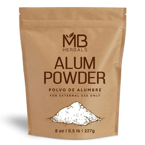 MB Herbals Polvo de alumbre 8 oz / 0.5 lb / 227g | Desodorante | Después del afeitado | Tela de cuero y papel mortal | No ingerir | Solo uso externo