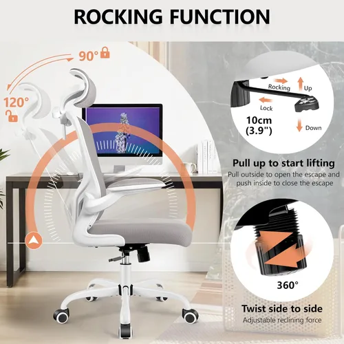 Vista 37 de FelixKing Silla de oficina ergonómica con reposacabezas, computadora de respaldo alto con soporte lumbar ajustable y ruedas, giratoria ejecutiva