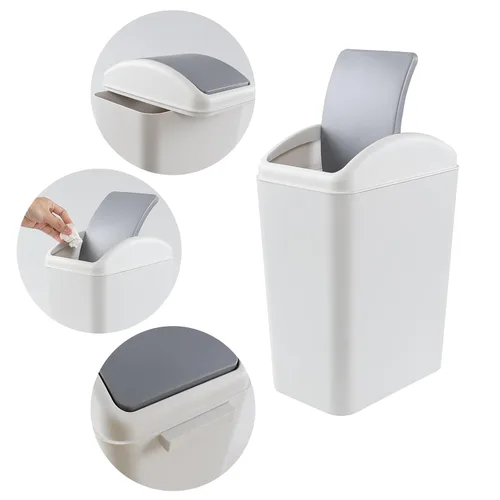 Vista 2 de Taysisiter - Cubo de basura delgado de plástico de 4.5 galones con tapa, cubo de basura con tapa abatible, 3 paquetes