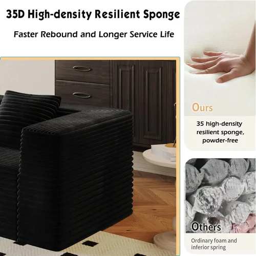 Vista 3 de Modular Sectional Sofa Set, L Shaped Couch with High Density Memory Foam, Convertible Boneless Cloud for Living Room, Bedroom, Apartment, Sleeper