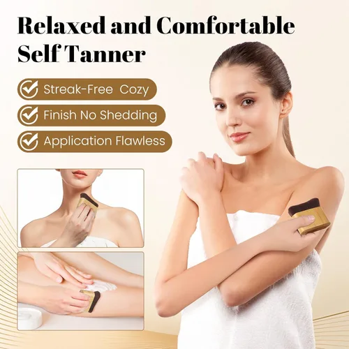 Vista 2 de Brocha autobronceadora – Brocha Kabuki para maquillaje de base corporal, aplicador de mezcla para bronceador para maquillaje de piernas, manopla