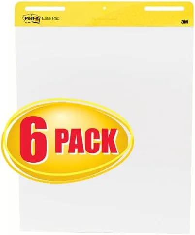 3M 3M(Tm) - Almohadilla de caballete blanca (25 x 30 pulgadas) (30 hojas/almohadilla) (6 almohadillas/caja)