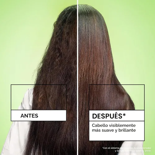 Vista 3 de Sérum anti frizz Garnier Fructis Sleek & Shine, frizzy, cabello seco, inmanejable, 5.1 onzas líquidas