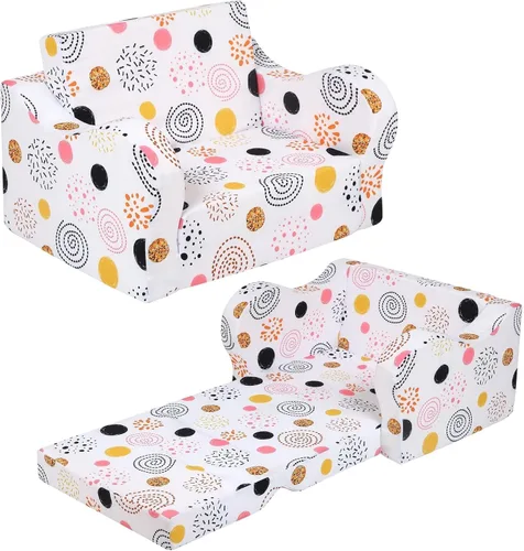 Vista 11 de MOMCAYWEX Sofá para niños, sofá de espuma abatible 2 en 1, silla plegable suave para juegos, azul