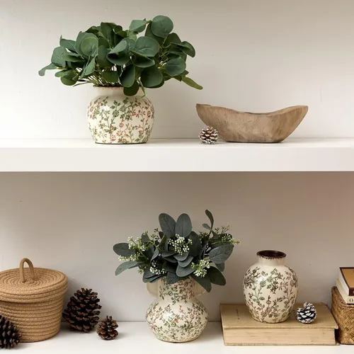 Vista 13 de SIDUCAL Florero decorativo de cerámica Florero rústico de 7.48 pulgadas para decoración del hogar, mesa, sala de estar, baño, escritorio de café