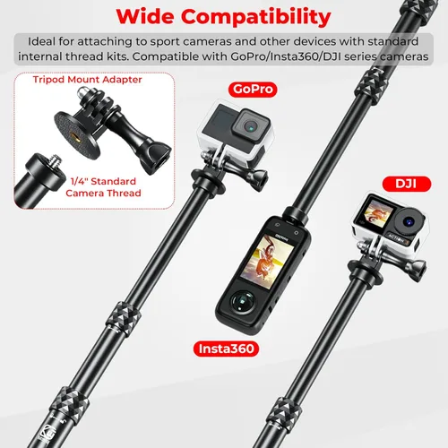 Vista 3 de VAZESWIN Kit de montaje de cámara de motocicleta de aleación de aluminio para GoPro Insta360 DJI, soporte de abrazadera antirrobo de manillar