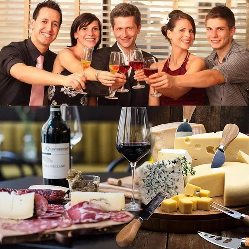 Vista 5 de Juego de cuchillos de queso, colección de cuchillos de queso de acero inoxidable de 6 piezas con cortador de queso, tenedor de queso, cuchillo