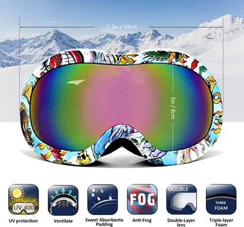 Vista 2 de Gafas de esquí para niños, gafas de snowboard para niños de 3 a 12 años
