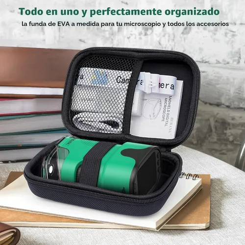 Vista 4 de Microscopio portátil 1000X para niños, pantalla 4K de 2.0 pulgadas, mini microscopios digitales de bolsillo recargable, kit de diapositivas