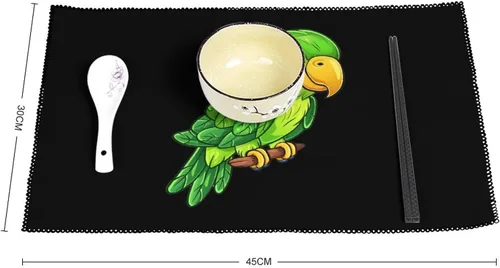 Vista 2 de Green Parrot Placemats Set of 6 Resistant Table Mats Washable Place Mats for Dinner Party Table Decoration