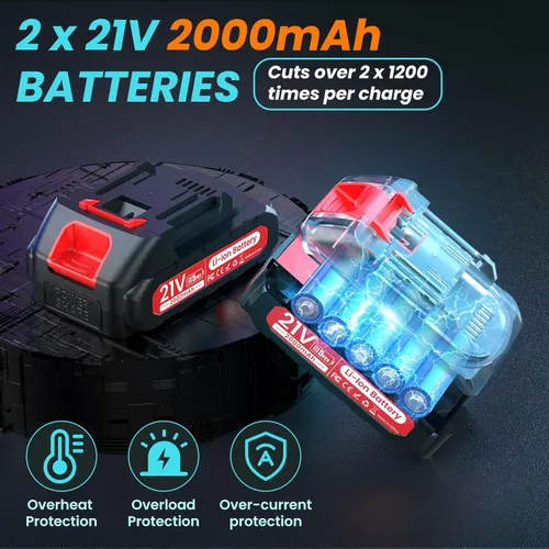 Vista 5 de Tijeras de podar eléctricas inalámbricas de 2.6 pulgadas y podadora eléctrica de poste 2 en 1 con alcance de poste de 8 pies hasta 14 pies, 2